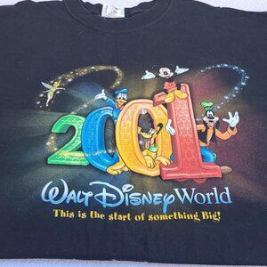 2001 Walt Disney World Start Something Big Distressed 2XL Faded Black T-shirt